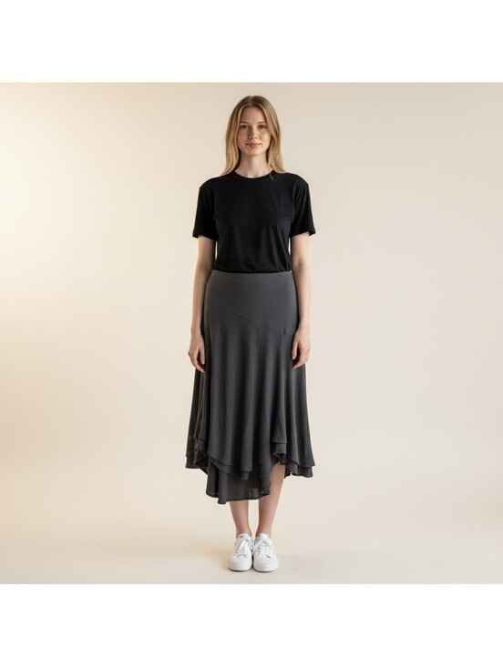 Express Dresses & Skirts - Express Skirt Women M Medium Black A-Line Pull On Mid Rise Stretch Rayon Casual